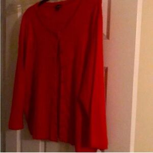 Vibrant Red Cardigan & Brown Almost Famous Top